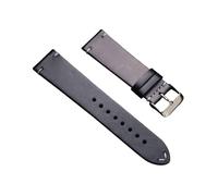 Xzhomfm Bracelet de montre en cuir cire d'huile vintage à détachement rapide 18-24mm avec fermoir à broche argenté, Noir, 19mm