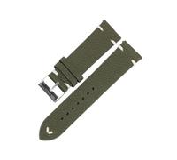 Xzhomfm Bracelet de montre en cuir de vache imperméable sans couture à motif litchi 16-22mm avec broche à détachement rapide, Vert armée, 20mm