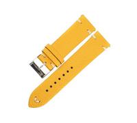 Xzhomfm Bracelet de montre en cuir de vache imperméable sans couture à motif litchi 16-22mm avec broche à détachement rapide, Jaune, 20mm
