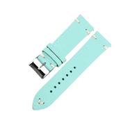 Xzhomfm Bracelet de montre en cuir de vache imperméable sans couture à motif litchi 16-22mm avec broche à détachement rapide, Vert clair, 20mm