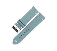 Xzhomfm Bracelet de montre en cuir de vache imperméable sans couture à motif litchi 16-22mm avec broche à détachement rapide, Bleu clair, 20mm