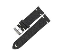 Xzhomfm Bracelet de montre en cuir de vache imperméable sans couture à motif litchi 16-22mm avec broche à détachement rapide, Noir, 18mm