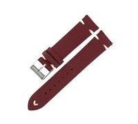 Xzhomfm Bracelet de montre en cuir de vache imperméable sans couture à motif litchi 16-22mm avec broche à détachement rapide, Rouge vin, 16mm