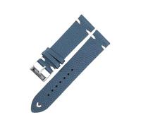 Xzhomfm Bracelet de montre en cuir de vache imperméable sans couture à motif litchi 16-22mm avec broche à détachement rapide, Bleu, 20mm