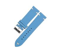 Xzhomfm Bracelet de montre en cuir de vache imperméable sans couture à motif litchi 16-22mm avec broche à détachement rapide, Bleu ciel, 17mm