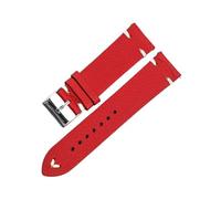 Xzhomfm Bracelet de montre en cuir de vache imperméable sans couture à motif litchi 16-22mm avec broche à détachement rapide, Rouge, 20mm