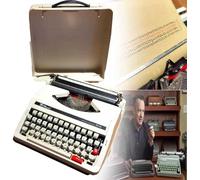XZHWSZD Machine à écrire Manuelle Portable, décor rétro avec Finition rouillée, Outil d'écriture sans Distraction pour Lettres et Notes, Accessoire de Bureau en tôle de 30 x 30 x 10 cm