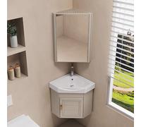 XZHWSZD Meuble de salle de bain d'angle avec miroir - Meuble mural pour salle de bain, buanderie, salon, balcon
