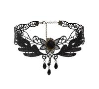 XZincer Colliers du cou en dentelle noire, pendentif en cristal Vintage, accessoires de chaîne Punk pour femmes gothiques Bijoux Cornaline Bijoux Présentoir Colliers Bijoux (Black, One Size)