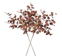 XZJMY Lot de 2 feuilles d'eucalyptus artificielles en soie de 73,7 cm de haut pour décoration de ferme, intérieur, fête de mariage (marron)