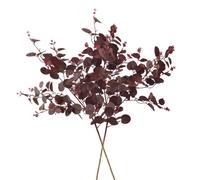 XZJMY Lot de 2 feuilles d'eucalyptus artificielles en soie de 73,7 cm de haut pour décoration de ferme, intérieur, décoration de fête de mariage (rouge vin)