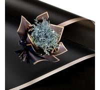 XZJMY Lot de 20 feuilles de papier cadeau à bords dorés - Fournitures imperméables pour bouquet de fleuriste - Fournitures pour loisirs créatifs, emballage cadeau - 58 x 58 cm (noir)