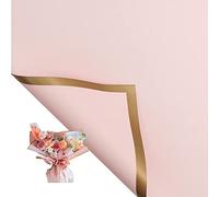 XZJMY Lot de 20 feuilles de papier cadeau épais et imperméable pour bouquets de fleurs dorées, 58 x 58 cm, rose