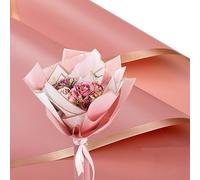XZJMY Lot de 20 feuilles de papier cadeau imperméable à bord doré pour bouquet de fleuriste et loisirs créatifs - 57,9 x 57,9 cm (rose foncé)