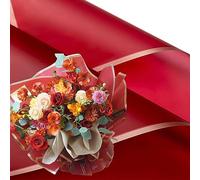 XZJMY Lot de 20 feuilles de papier cadeau imperméable à bords dorés pour fleuriste, loisirs créatifs, emballage cadeau, 57,9 x 57,9 cm (rouge)
