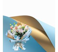 XZJMY Lot de 20 rouleaux de papier cadeau double face imperméable pour bouquet de fleuriste - Fournitures pour bouquet de fleuriste - Emballage cadeau de mariage ou d'anniversaire - 58 x 58 cm (bleu