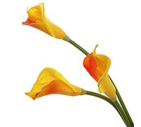 XZJMY Lot de 3 fleurs de lys calla artificielles en soie de 68,6 cm pour maison, salon, chambre, table à manger, bureau, fête de mariage, décoration de jardin (orange)