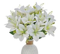 XZJMY Lot de 4 fleurs de lys tigrées artificielles au toucher réel pour mariage, maison, fête, hôtel, arrangement floral, décoration de fête (blanc)