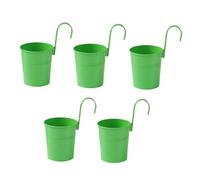 XZJMY Lot de 5 pots de fleurs à suspendre en métal avec crochet pour décoration intérieure et extérieure pour balustrade, clôture, balcon, jardin (vert foncé)