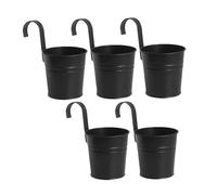 XZJMY Lot de 5 Pots de Fleurs à Suspendre en métal avec Crochet pour décoration intérieure et extérieure pour Balustrade, clôture, Balcon, Jardin (Noir)