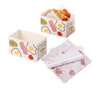 XZJMY Lot de 50 Boîtes À Emporter En Papier Mini Boîte À Hamburger Boîte À Sandwich Avec 50 Feuilles De Papier À Huile Pour Restaurant Pique-Nique Et Fête Couleur A Réutilisable