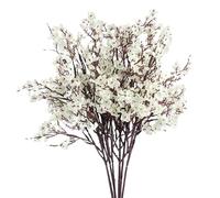 XZJMY Lot de 8 fleurs artificielles gypsophiles en soie au toucher réaliste, bouquets décoratifs avec tiges pour bricolage, fête de mariage, arrangement floral, décoration de ferme (blanc)