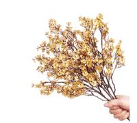 XZJMY Lot de 8 fleurs artificielles gypsophiles en soie avec tige pour bricolage, bouquet de maison, arrangement floral, décoration de ferme (doré)