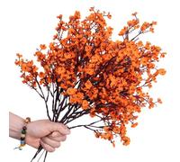 XZJMY Lot de 8 fleurs artificielles gypsophiles en soie avec tige pour bricolage, bouquet de maison, arrangement floral, décoration de ferme (orange)