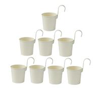 XZJMY Lot de 8 pots de fleurs à suspendre en fer avec crochet amovible pour balustrade, clôture, balcon, jardin, décoration d'intérieur (blanc cassé, 10,2 cm)