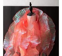 XZJMY XZJMY-001 Tissu en tulle plissé en dentelle plissée de 7,7 m de large pour robes, cols, manches, décoration, décoration, loisirs créatifs et couture (rouge corail)