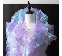 XZJMY XZJMY-001 Tissu en tulle plissé en dentelle plissée de 7,7 m de large pour robes, cols, manches, décoration, décoration, loisirs créatifs, couture (violet glacier)