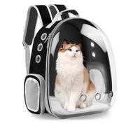 XZKING Sac à Dos de Transport pour Animaux de Compagnie, Sac à Dos à Bulles pour Chat, Sac à Dos ventilé Transparent pour Voyage, randonnée (Noir)