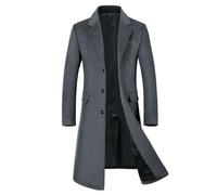 XZLZMYP Manteau d'hiver Long À Simple Boutonnage pour Homme Chaud Manteau Mi-Long Trench Coat Slim Outerwear Couleur Unie Veste Homme Hiver Décontractée Veste Demi-Saison,Gris,5XL