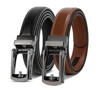 XZQTIVE Jeune Ceinture en cuir à cliquet Easy Slid Boucle de voiture Ceinture pour enfants École Uniforme Robe Jeans, noir+marron, Taillenumfang bis zu 81cm