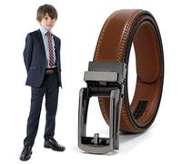 XZQTIVE Jeune Ceinture en cuir à cliquet Easy Slid Boucle de voiture Ceinture pour enfants École Uniforme Robe Jeans, Brun, Taillenumfang bis zu 81cm