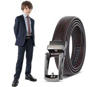 XZQTIVE Jeune Ceinture en cuir à cliquet Easy Slid Boucle de voiture Ceinture pour enfants École Uniforme Robe Jeans, Café, Taillenumfang bis zu 81cm
