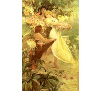 XZSFD NBGEA Affiche d’Alphonse Mucha Couleur Image murale vintage 《Esprit du printemps》par Alphonse Mucha Estampes Figurines Peinture sur toile pour la déco intérieure 50x80cm Non encadrée