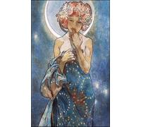 XZSFD NBGEA Affiche d’Alphonse Mucha Image murale vintage en couleur《Déesse de la Lune》 par Alphonse Mucha Estampes Peinture sur toile de figure pour la déco intérieure 50x80cm Non encadrée