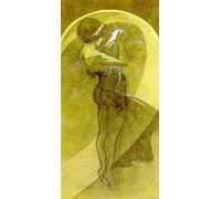 XZSFD NBGEA Affiche d’Alphonse Mucha Image murale vintage en couleur《Moon 1899》 par Alphonse Mucha Peinture sur toile de figure pour la décoration intérieure 50x100cm Non encadrée