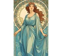 XZSFD NBGEA Affiche d’Alphonse Mucha Image murale vintage《Portrait de femme》par Alphonse Mucha Peinture sur toile de figure pour la décoration intérieure 50x80cm Non encadrée