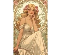 XZSFD NBGEA Affiche d’Alphonse Mucha Image murale vintage《Portrait de femme》par Alphonse Mucha Peinture sur toile de figure pour la décoration intérieure 50x80cm Non encadrée