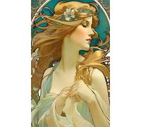 XZSFD NBGEA Affiche d’Alphonse Mucha Image murale vintage《Portrait de femme》par Alphonse Mucha Peinture sur toile de figure pour la décoration intérieure 50x80cm Non encadrée