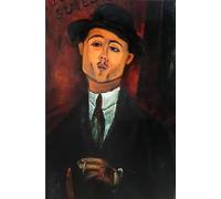 XZSFD NBGEA Affiche d’Amedeo Modigliani Art mural abstrait《Portrait d’un homme fumant》 par Amedeo Modigliani Estampes Peinture sur toile de figure pour la décoration intérieure 50x70cm Non encadrée