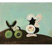 XZSFD NBGEA Affiche de Pablo Picasso Art mural abstrait《Nature morte Fruit and Pot》 par Pablo Picasso Estampes Toiles en couleur Pour la déco intérieure 40x50cm Non encadré