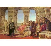 XZSFD NBGEA Affiche de Sandro Botticelli Couleur Peinture murale rétro《 La calomnie d’Acelle》 par Sandro Botticelli Estampes Figures Peinture sur toile pour la déco intérieure 90x58cm Non encadrée