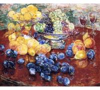 XZSFD NBGEA Affiche Frederick Childe Hassam Peinture abstraite sur toile《Nature morte avec fruit》De Frederick Childe Hassam Art mural pour la décoration intérieure 60x50cm Non encadré