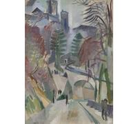 XZSFD NBGEA Affiche murale abstraite Robert Delaunay《Paysage de Laon》par Robert Delaunay Gravures Peinture en couleur sur toile pour la décoration intérieure 50x70cm Non encadrée