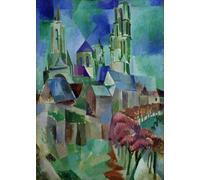 XZSFD NBGEA Affiche Robert Delaunay Illustration murale abstraite 《Les tours de Laon》 par Robert Delaunay Estampes peinture en couleur sur toile pour la décoration intérieure 50x70cm Non encadrée
