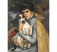 XZSFD NBGEA Affiche Rupert Bunny Peinture vintage sur toile《Jeanne avec son Terrier》De Rupert Bunny Art mural Collection Estampes pour la déco intérieure 40x50cm Non encadré
