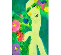 XZSFD NBGEA Affiche Walasse Ting Estampes abstraites Portrait sur toile Peinture《Dame en Vert》De Walasse Ting Wall Art Collection pour cadeaux de décoration intérieure 40x60cm Non encadré